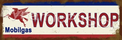 Mobilgas Workshop Rustic Tin Metal Sign Man cave Garage Australian made ...