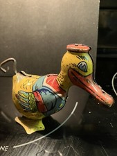 VIntage J. Chein, USA Tin Litho Wind Up Duck 4" Used WORKS 