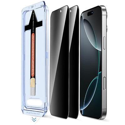 2x iPhone 17 16 15 14 Pro Max Glass Screen Protector Magic Auto Install Privacy