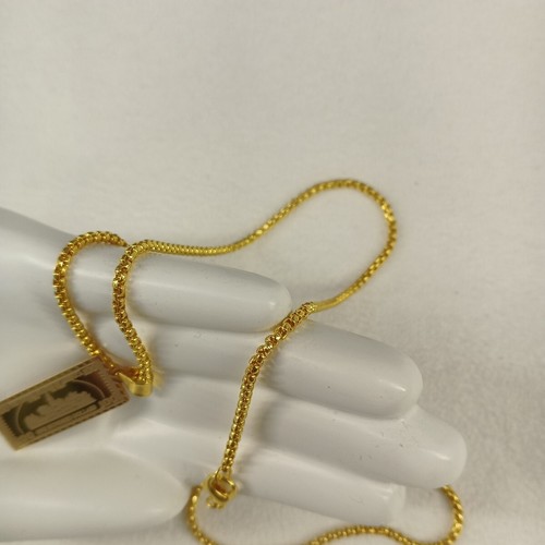 Men Chain link Pendant "100 dollars" Necklace 22" Brass Plated Gold - Picture 4 of 8
