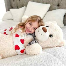 White Giant Teddy Bear 55" Big Teddy Bear Stuffed Plush Animal Kids Adults Gift
