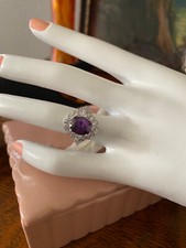 .925 Silver Ring - Amethyst  CZ Cluster  Size5  Ring118