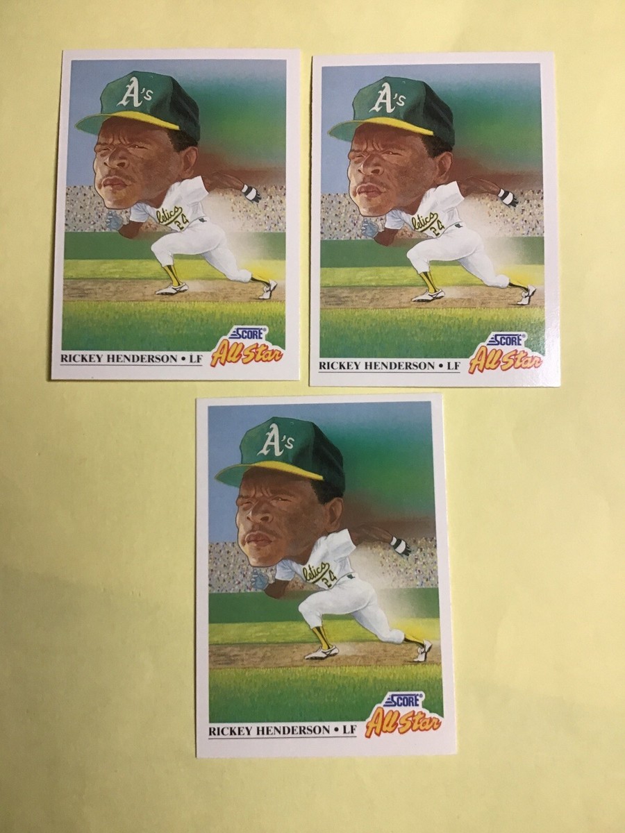 1991 Score Baseball #397 Rickey Henderson All Star - 3 Cards LOT