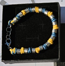 Braccialetto Bracciale Uomo Sport Volley Pallavolo Basket Calcio Giallo Blu