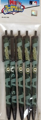 MLB Oakland A's Click Pens, NEW (Pack of 5)