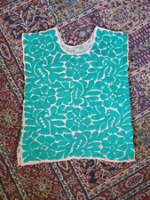 Blusa Boho Bohemia Mexicana Bordada Jalapa Tuxtepec Sin Mangas Verde