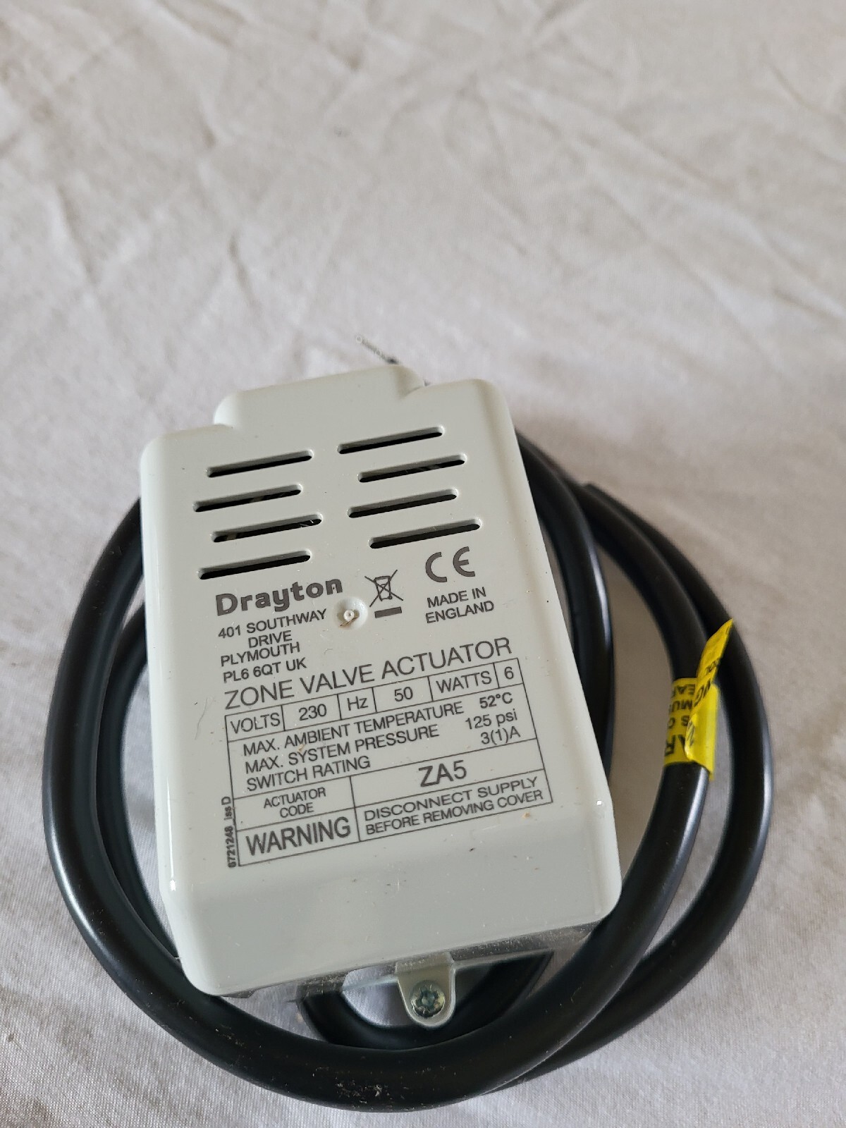 DRAYTON 2 PORT ZA5 ACTUATOR ZA5/6792 22mm VALVE BRITISH GAS BGMVSP2 5