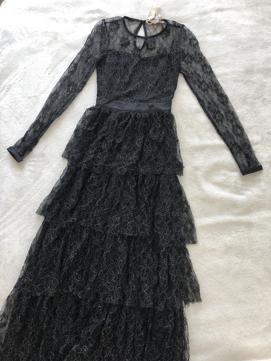 sugar lips lace dress Sugar Lips Black Lace Fit Flare Short Butterfly Sleeve Dress Size M NWT
