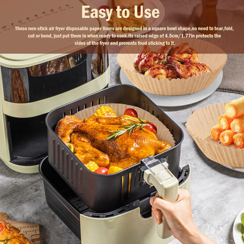 Air Fryer Liners 100/200/400 Pcs Disposable Parchment Paper Liner Non Stick Food Air Fryer Liners 100/200/400 Pcs Disposable Parchment Paper Liner Non Stick Food