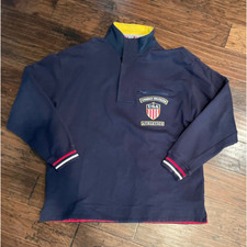 USA Athletics Tommy Hilfiger Mens 1/4 Zip Pullover Sweatshirt Blue Mock Neck L