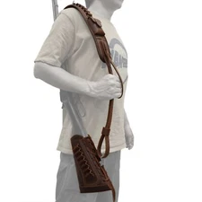 Canvas Leather Rifle Gun Cheek Rest, Shell Slot Sling for .22LR.30-30 12GA.270