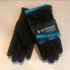 Isotoner Smartouch Touchscreen Men's Gloves, Black With Blue Stitching- MSRP 55