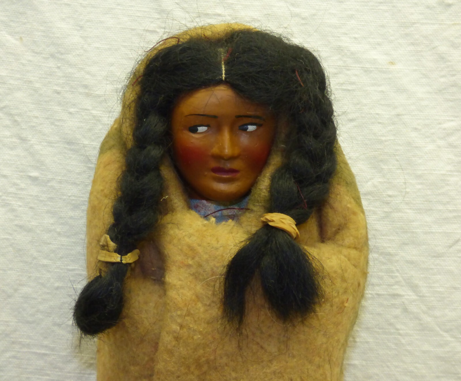 Skookum Dolls 9 7/8" Male & 9" Female w Taped Feet & Side Glancing Eyes Vtg Pair