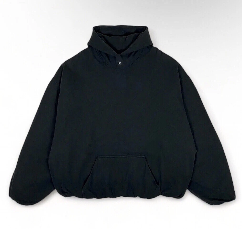 *NUOVO* Felpa con Cappuccio Yeezy GAP Balenciaga Logo Nera Taglia L Doppio Strato YZY
