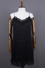 ALICE + OLIVIA Black Floral Lace Strappy Shift Midi Dress Size 12 Small