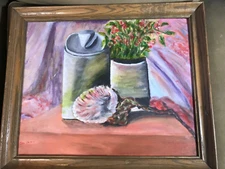 Vintage Samuel J Salvia "Still Life Scene" Oil Painting - Signed And Framed