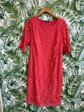 David Emanuel orange laced half sleeve round neck dress size 18