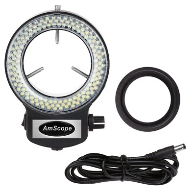 AmScope 144 LED Intensity-adjustable Ring Light for Stereo Microscopes - Black