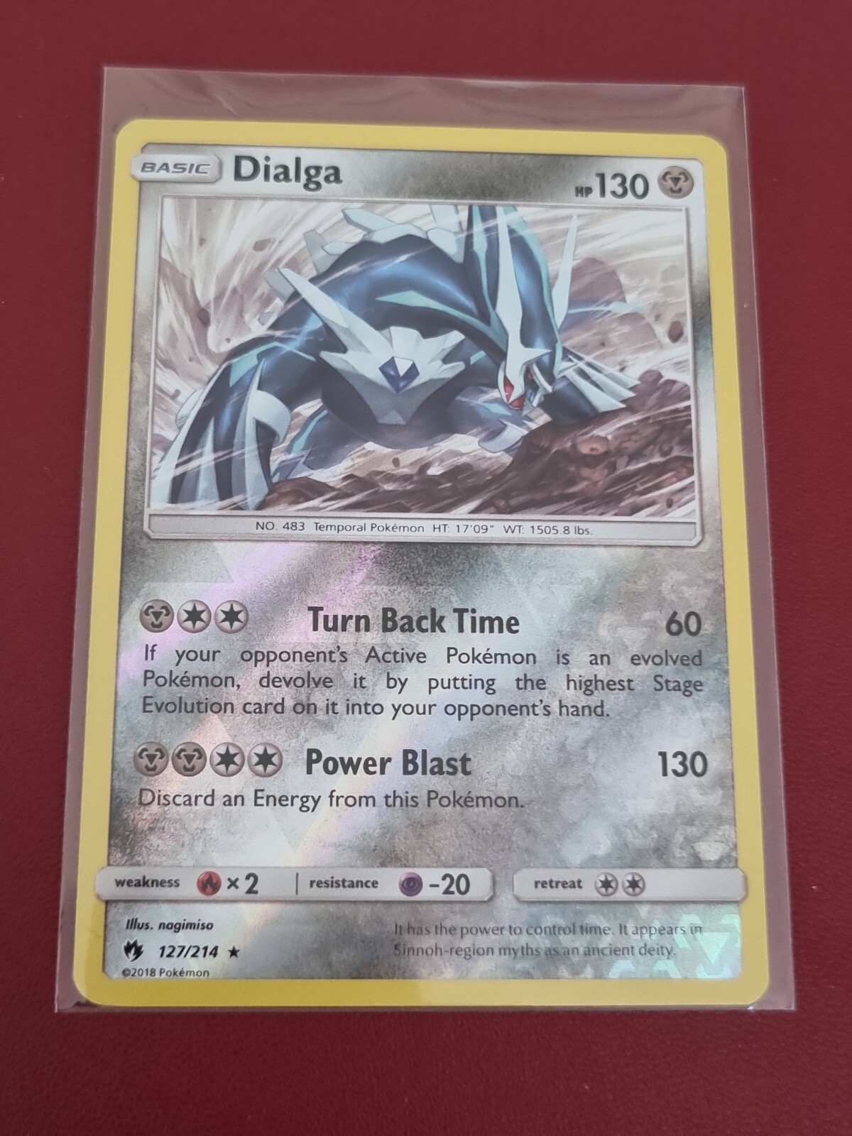 Pokemon Sun Moon Lost Thunder Dialga 127/214 Rare Reverse Holo TCG Card