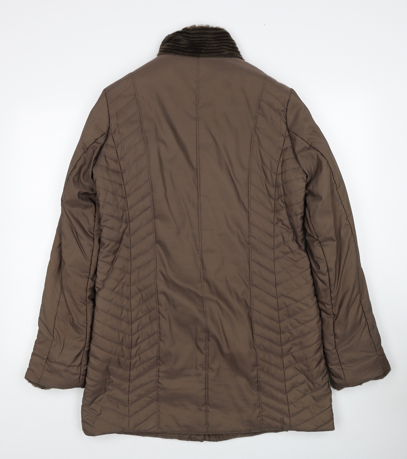 Country Casuals Womens Brown Quilted Coat Size 12 Zip eBay