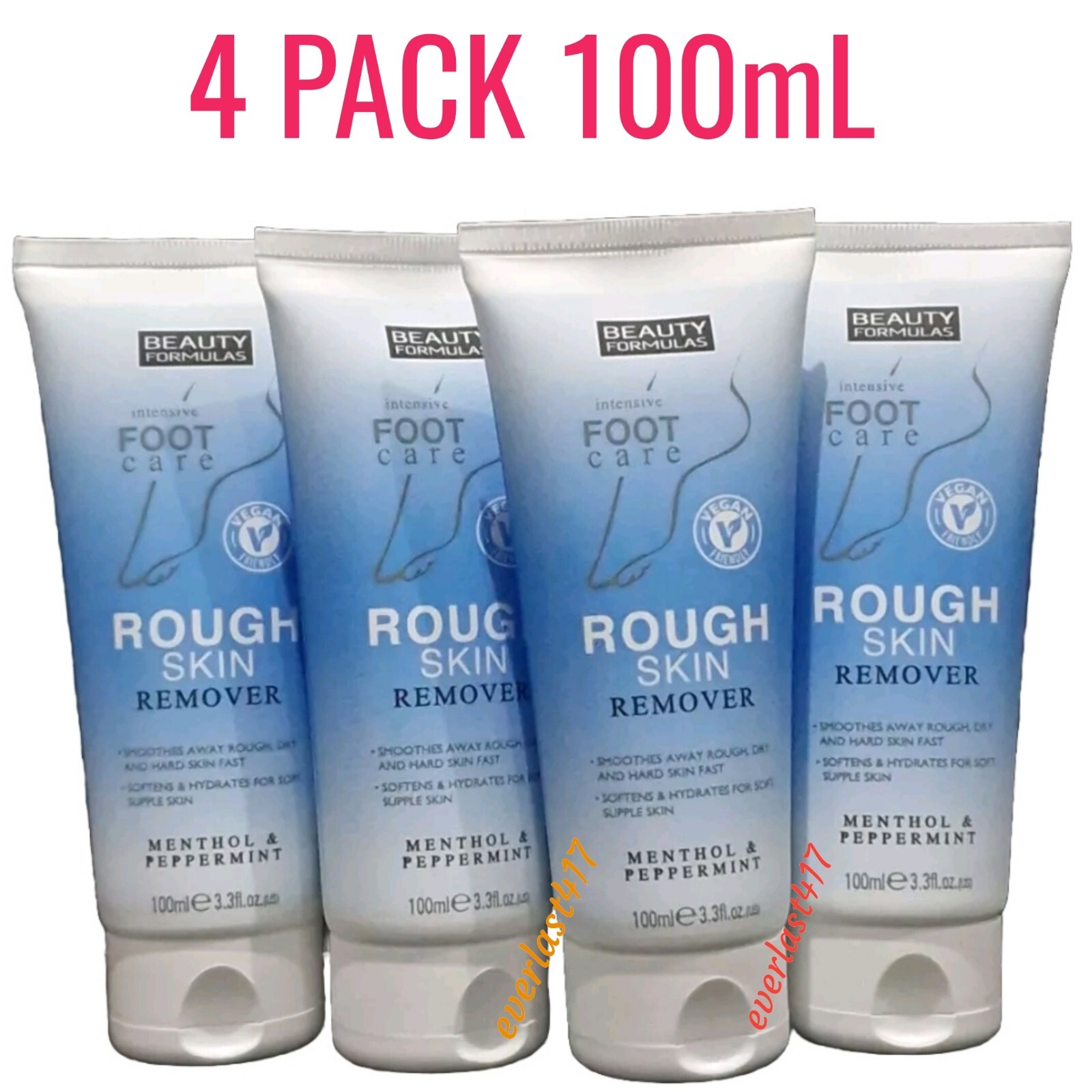 Beauty Formulas Rough Skin Remover Menthol & Peppermint Scented 100mL, 4 Pack