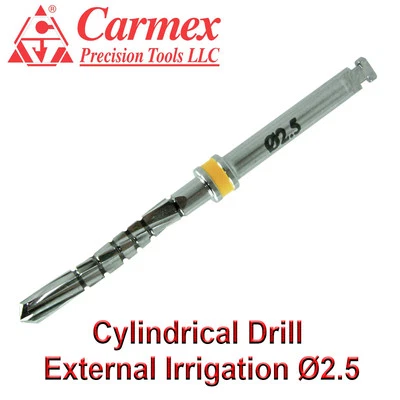 Carmex Dental Implant External Irrigation Cylindrical Surgical Drill 2.5mm