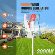 Vertical Axis Wind Turbine Generator 3000W Windmill W/ Controller 12V