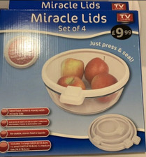 MIRACLE BOWL LIDS SET OF 4 VACUUM SEAL FOR FRESH FOOD REUSABLE