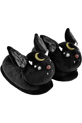 Killstar Gothic Plüsch Pantoffeln Hausschuhe - Vampir Fledermaus