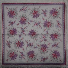 M367 CHRISTIAN DIOR White Flower Cotton Scarf Scarves Pocket Square 19" X 19.5"