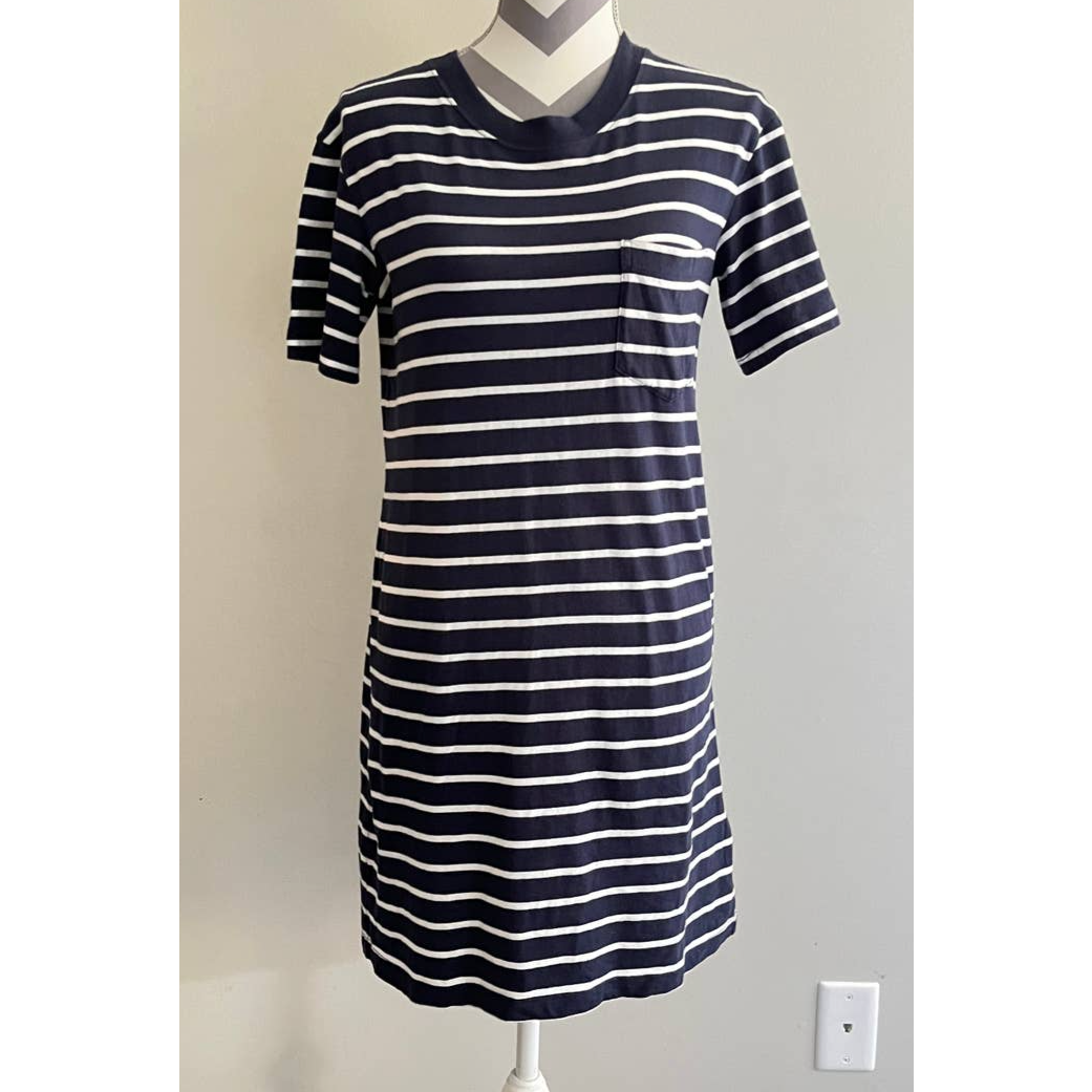 Madewell Dress T Shirt Womens XS Striped navy white casual short