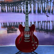 Red DG 335 Electric Guitar Semi-Hollow Body Chrome hardware in stock ship quick