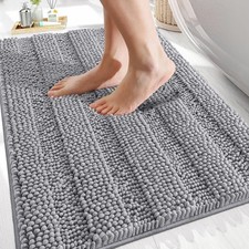Thick Bathroom Rugs 30x20, Extra Soft Absorbent Chenille Striped Bath Rugs, Rubb