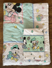 Vtg DUNDEE  Quilted Disney Mickey Baby Blankets ABC Made USA Lot 2 READ DESCRIP