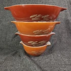 Vintage Pyrex Mixing Bowl Set Autumn Harvest Wheat Cinderella 441 442 443 444