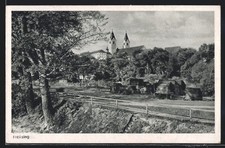 Ansichtskarte Freising, Ortspartie mit Holzstapeln 1944 