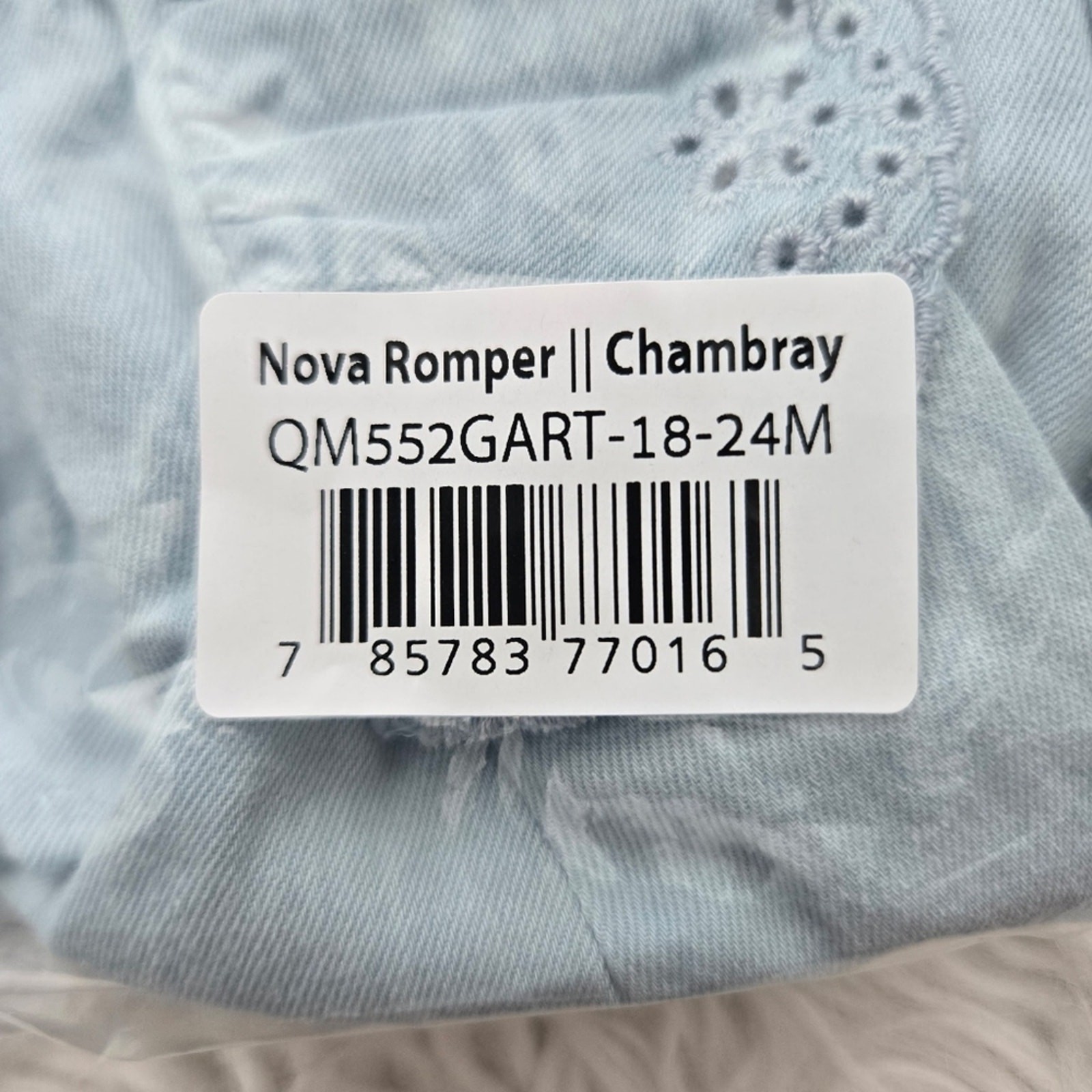 Quincy Mae Nova Romper in Chambray. Size 18-24 months. New.Sweet full length r