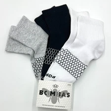 BOMBAS 3 Pairs Women's honeycomb Solid Quarter Socks Cushion 3 Colors Mix Size L