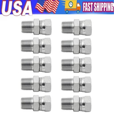 10 Hydraulic Hose Fittings: 3/8'' NPSM Female x 3/8'' NPTF Male Swivel Fitting USA