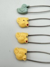 Vtg Figural Baby Safety Pins Lot Duck Teddy Bear Pastel Plastic