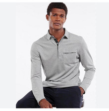 Barbour ADIE Long-Sleeve Polo Shirt in Grey Marl MSRP 110 Well Made Great Gift 