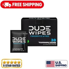 30 Count Travel Flushable Wipes - Hypoallergenic  Fragrance-Free for Adults