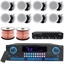 Vaiyer 2000W Sound Kit w/ 6.5" Ceiling Speakers, Vol-Control Selector & Remote