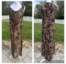 Vintage 90s Y2K Nine West Leopard Drape Next Maxi Dress Side Slits Small