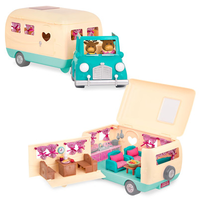 Li l Woodzeez   Happy Camper Blue with Detachable Toy Vehicle   40 Pcs Dollho...