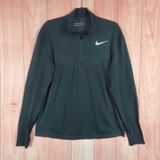 Nike Golf Top Mens Large Black Swoosh Logo Mock Neck Quarter Zip Performance