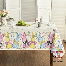 Beige Easter Tablecloth 60x84 Inch Rectangular - Beige
