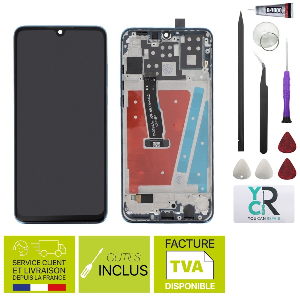 Ecran reconditionné + châssis Bleu Huawei P30 Lite + kit outils