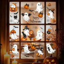 7 Sheets Halloween Window Clings Ghost Decals Decor, 112 PCS Vintage Ghost Spook