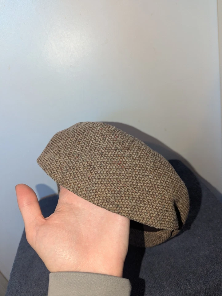 Chapéu Newsboy Masculino Vintage Lã Kangol Tamanho XL Marrom Tweed Boné Plano Leve  - Imagem 4 de 4